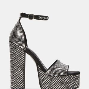 Steve Madden Black and Silver Rhinestone Platforms